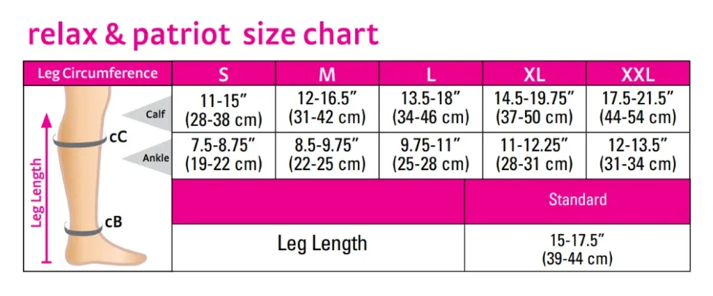 duomed-relax-patriot_size-chart